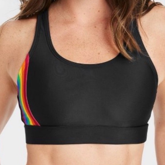 Humankind x Target Black Rainbow Pride Sports Bra Size Medium Criss Cross - Picture 1 of 8